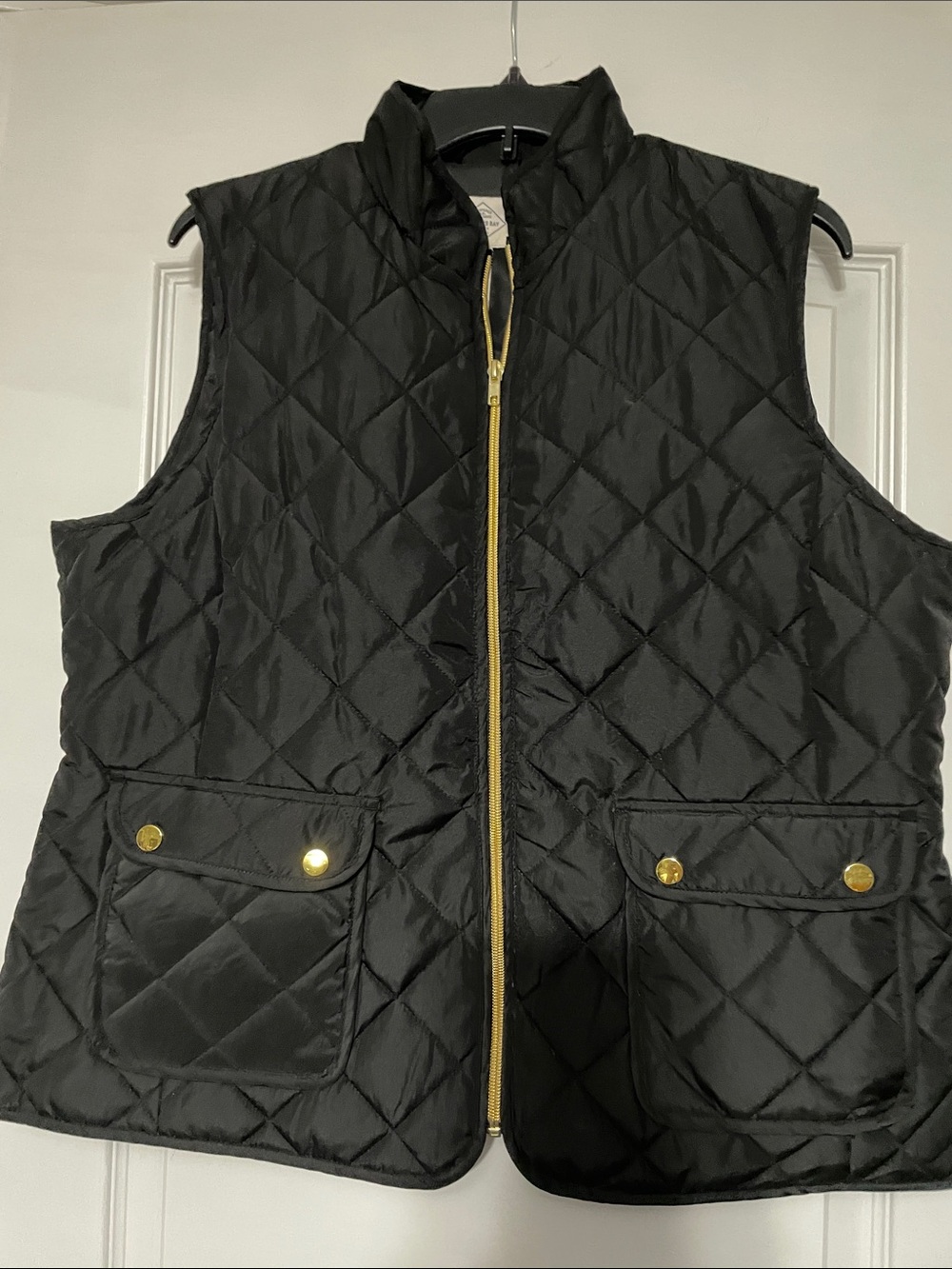 St. John's Bay Black Quilted Vest with Gold Hardware